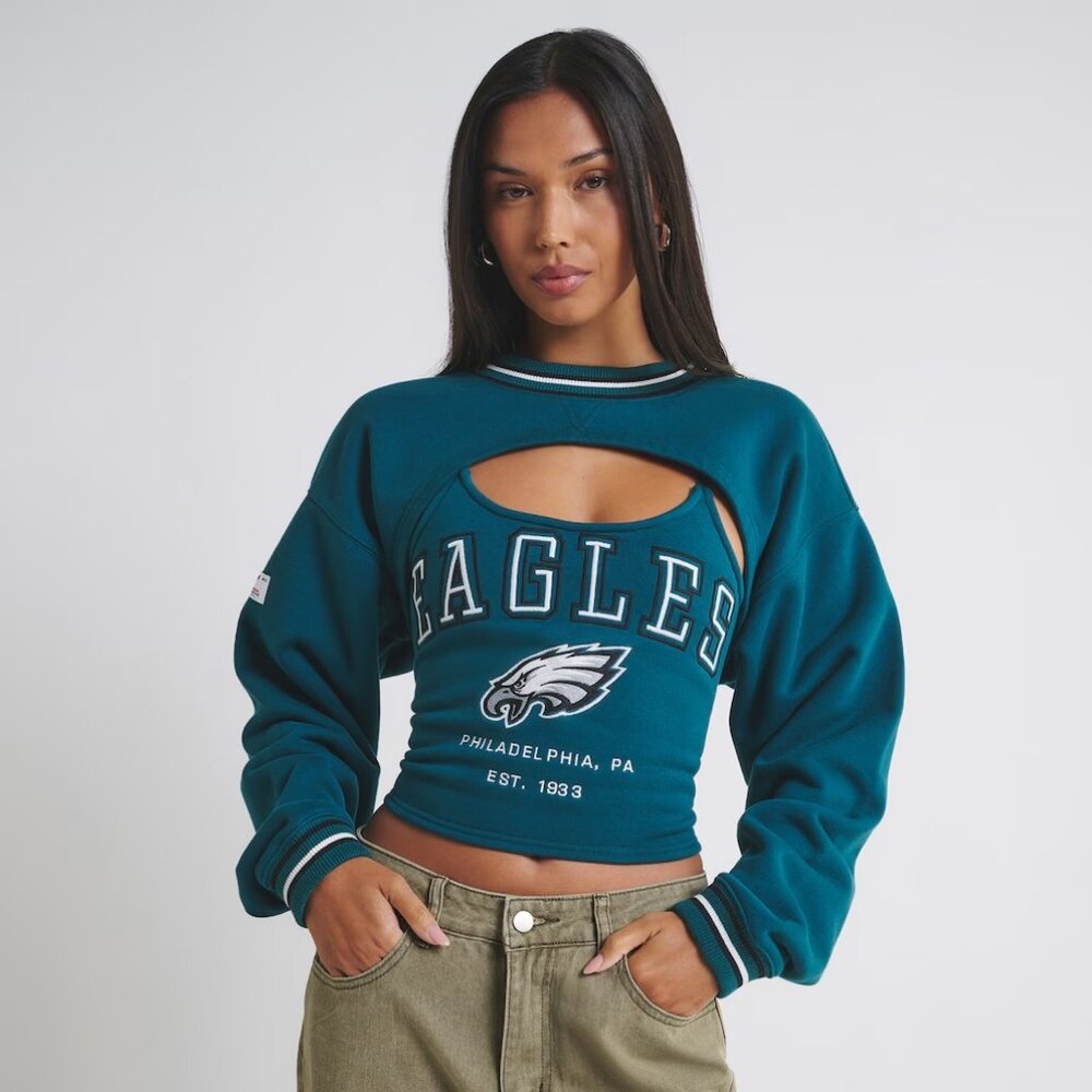 Women’s Midnight Green Philadelphia Eagles Fleece Shrug Cami
